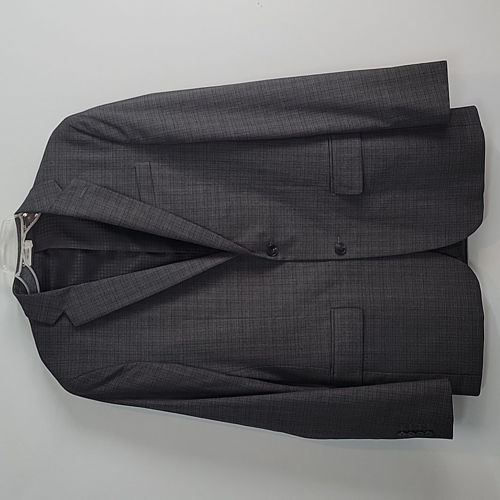 J. FERRAR Slim Fit Gray plaid Suit Jacket Sport Coat 40L